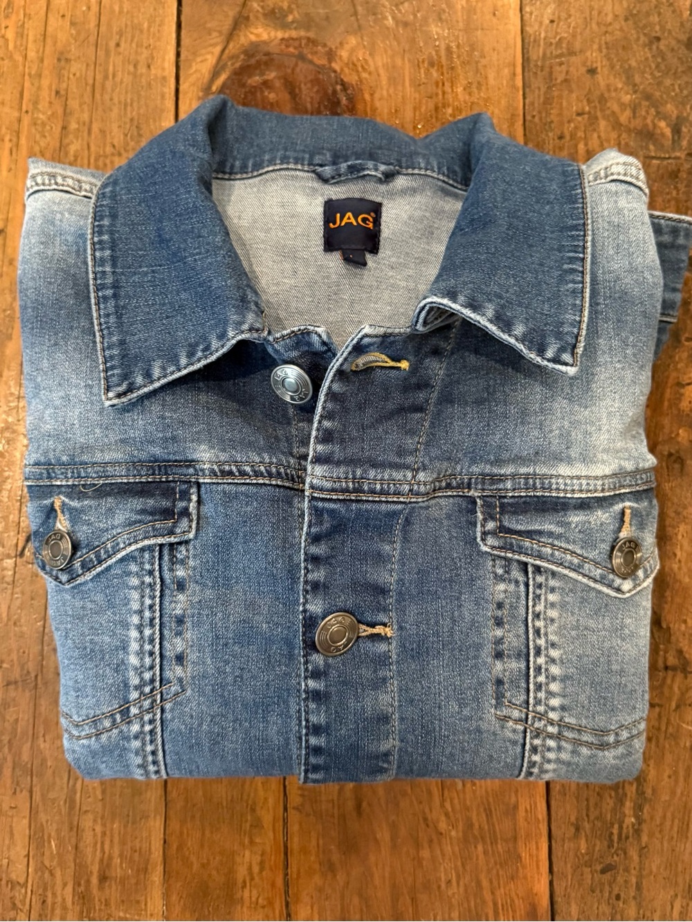 Jag Med Wash Faded Stretch Denim Trucker Jean Jacket Size L
